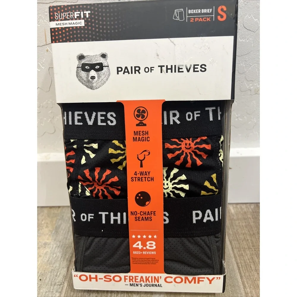 Pair of Thieves Boxer Briefs Solar Rotations Super Fit Mesh Magic 2 Pack Small